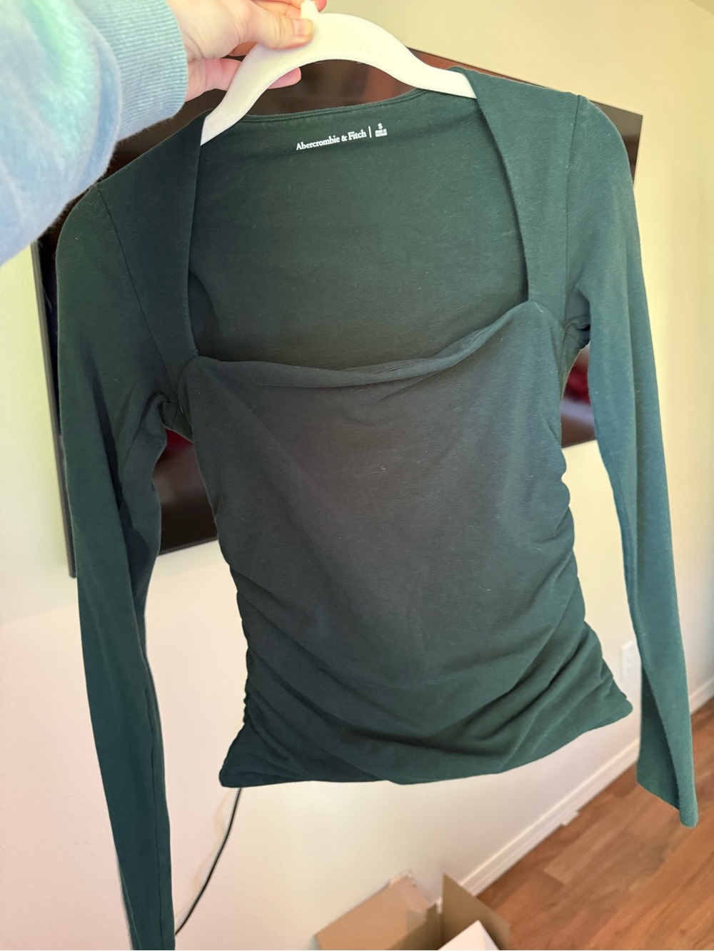Abercrombie & Fitch Dark Green Square Neck Long Sleeve Top